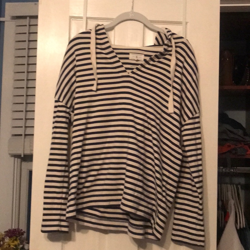 Lou and grey striped sweatshirt.